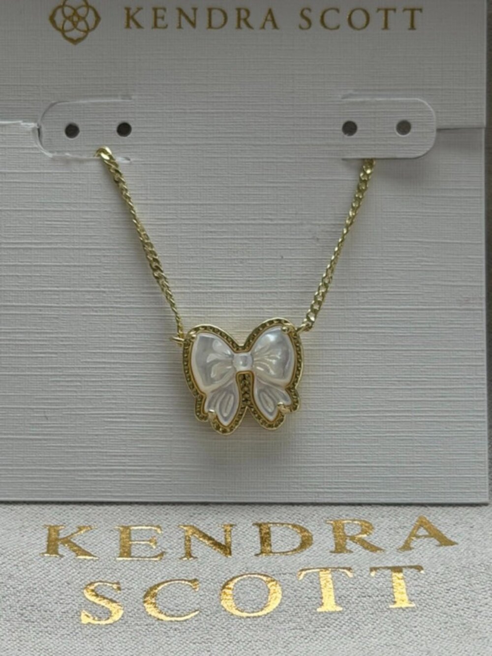 Kendra Scott White Bow Pendant Necklace